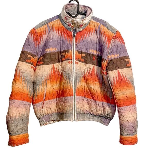 Ralph Lauren Vintage Reversible Quilted Jacket Aztec Floral - Picture 6 of 13